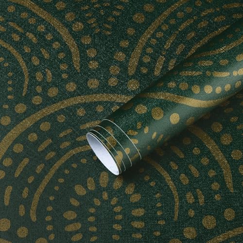Peel and Stick Wallpaper Green and Gold Wallpaper Vintage Dark Gr...