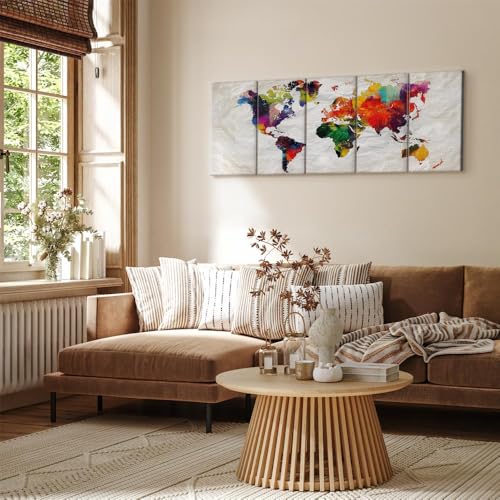 Tableau carte du monde 200x80 cm murando impression toile