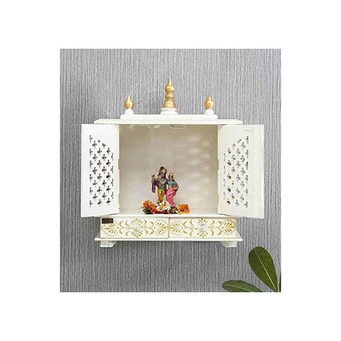 Buy Modfash Red & Gold Sheesham Wood Mandir Home Temple/Wooden Temple