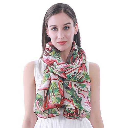 Lina & Lily Flamingo Print Women's Lightweight Scarf