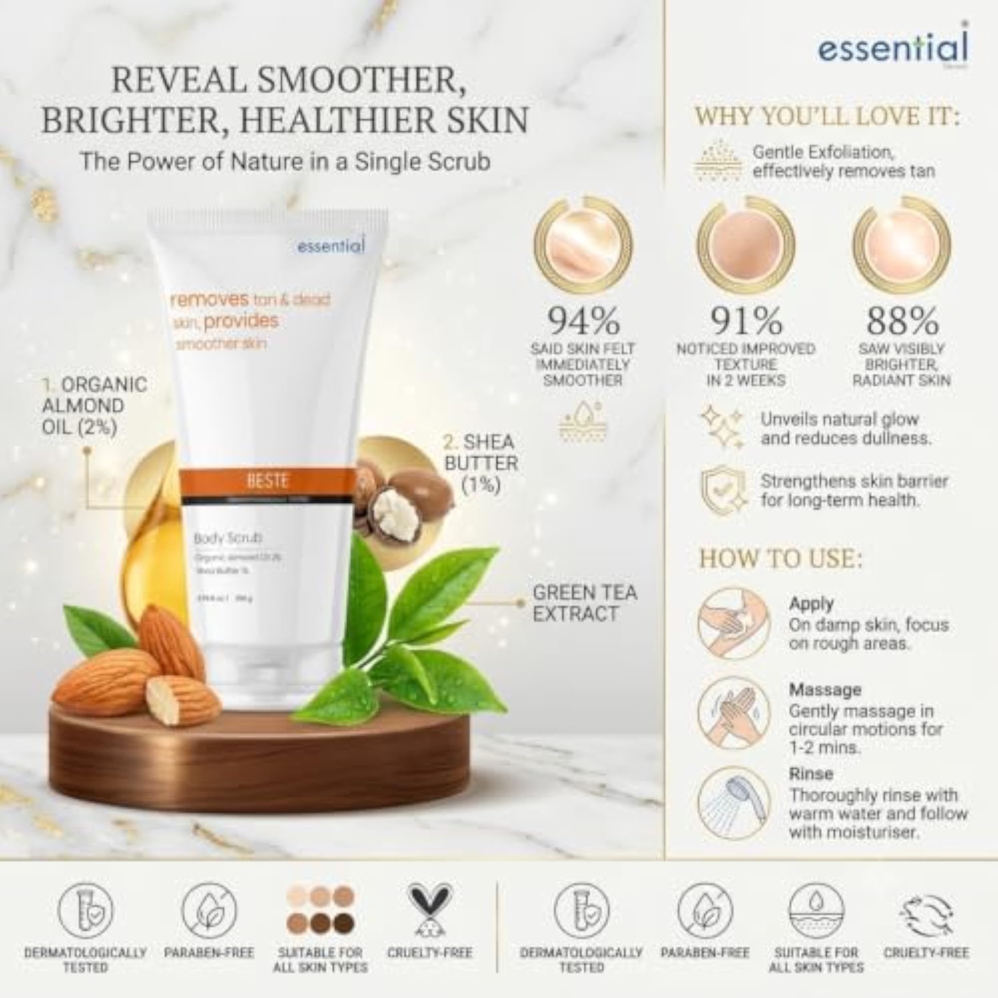 Body Scrub with Organic Almond Oil & Shea Butter