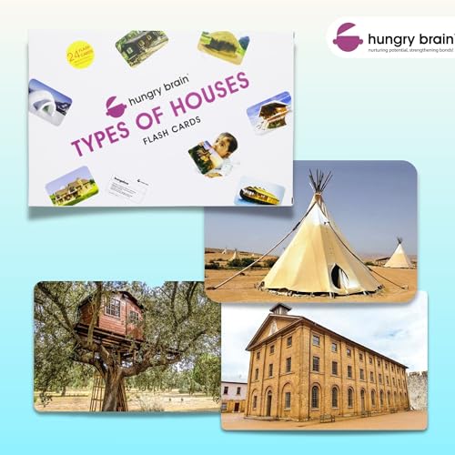 Image of Hungry Brain Type of Houses Baby Flash Cards 3 Months+ | Montessori Learning Cards for Toddlers | Early Brain Development | Improve Vocabulary, Memory & Cognitive Skills | Educational Gift for Kids