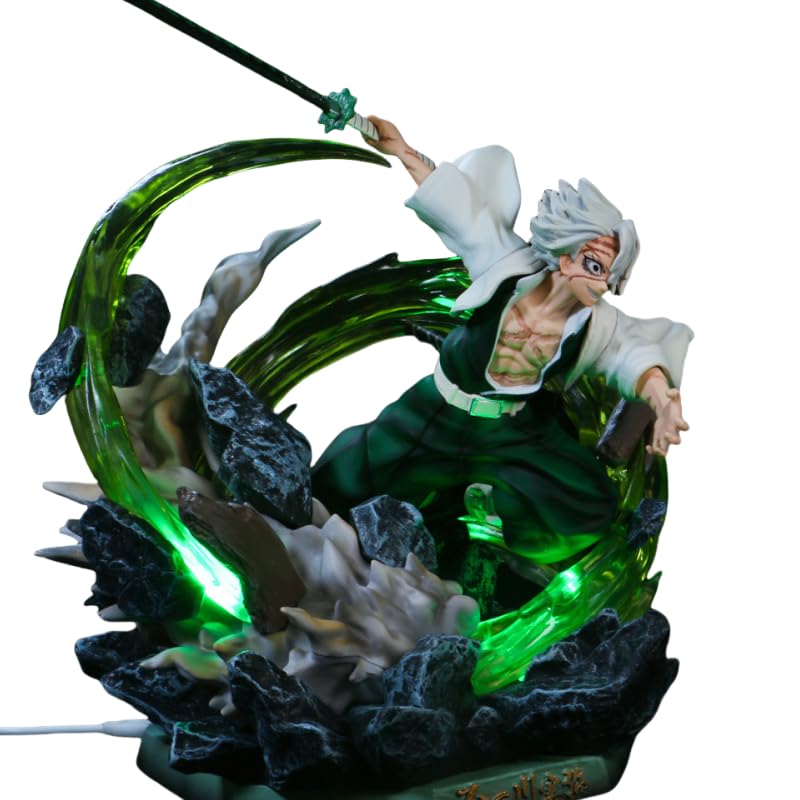 REOZIGN Sanemi Figure, Shinazugawa Sanemi Shinazugawa Fighting Anime Figures Shiny 30 Cm/11.8 Inch PVC Decorations for Anime Fans Gifts