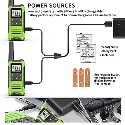 Image of Walkie Talkies Long Range Rechargeable Walkie Talkie for Adults, Baofeng F22 FRS Radio Walky Talky Family Walkie-Talkie with Flashlight 1400 mAh Battery USB Charger for Camping Trip (2 Pack)