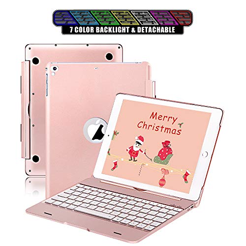 Keyboard Case for iPad Pro 12.9 2017(2nd Gen)/2015(1st Gen),Not for 2018,7 Colors Backlight with Protective Translucent Silicone Keyboard Cover for iPad Pro 12.9 (9.7