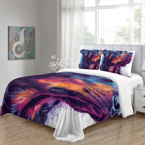 Parure de lit 3 pièces imprimé 3D Rowena microfibre super douce