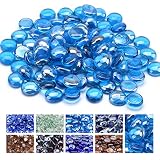 GasSaf Blue Fire Glass Beads for Outdoor Fire Pit, Fireplace and fire Pit Table, 3/4 Inch Glass(10 P