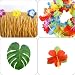 83 Piezas Decoraciones Para Fiestas Hawaianas, Falda de Mesa Hawaiana Hojas de...