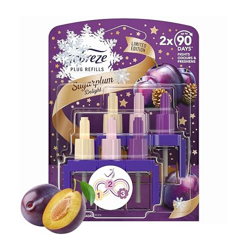 3volution Plug In Refill Bundle - Sugarplum Delight Pack of 2 x 20ml Plug in Air Freshener Diffuser Refills. Air Fresheners for Home with Topline Card. Scent Booster Room Spray Fragrance