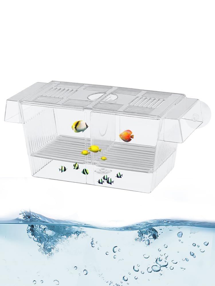 Fioriera in acrilico trasparente per acquario, per Guppy e Tropical Fish, grande, galleggiante, 17,3 x 10 x 10 cm