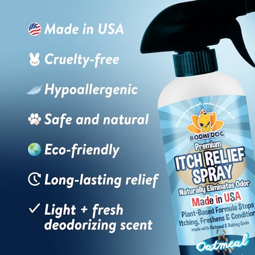 Image of Bodhi Dog Itch Relief Spray - Natural Relief for Dry, Itchy, Allergic, or Bug-Bitten Skin - Safe for Dogs & Cats - Soothing Oatmeal Formula - Made in USA (Oatmeal, 17 Fl Oz)