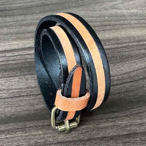 Image of Punk Rock Adjustable Belt Buckle Wristband Print Pattern Thin Pu Leather Cuff Bracelet
