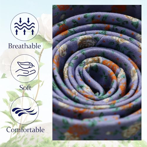 Image of Floral Ties Skinny Tie for Men, Cotton Mens Neckties for Weddings | 2.56'', floral, slim, soft and comfortable, men's neckties for casual, business, party, daily, dating