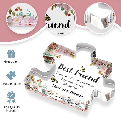 Image of VELENTI Gift for Best Friend for Women - Engraved Acrylic Puzzle Piece - Bestie Present with Cute Quote - Friendship Gifts for Birthday, Christmas, Thanksgiving - Adorable Decoration Piece for Home