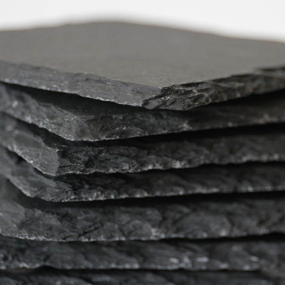 56 posavasos de piedra de pizarra de 4 x 4 pulgadas, posavasos cuadrados a granel hechos a mano para cocina, bar, hogar y apartamento (cuadrado, 56)