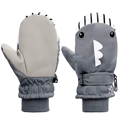 American Trends Toddler Winter Mittens Waterproof Boy Ski Gloves Warm Fleece Snow Mitten For Baby Boy Girl Cold Weather Whale Grey M cover