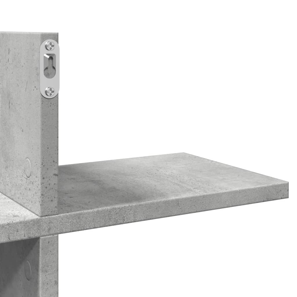 Générique Schwebendes Wandregal, Betongrau, 124,5 x 18 x 60,5 cm, aus Holz, Wandaufbewahrungsregal für Wohnzimmer, Schlafzimmer, Küche, leicht zu reinigen mit einem feuchten Tuch