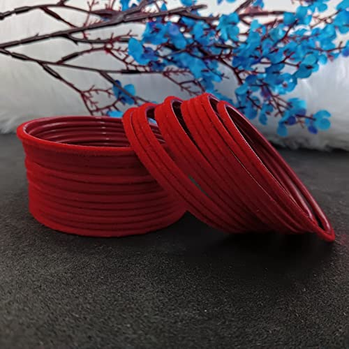 Efulgenz Indian Bangles for Women Indian Bangles Set Bollywood Plain Metal Velvet Bangle Bracelets Wedding Bridal Fashion Jewelry (24 Pcs)2