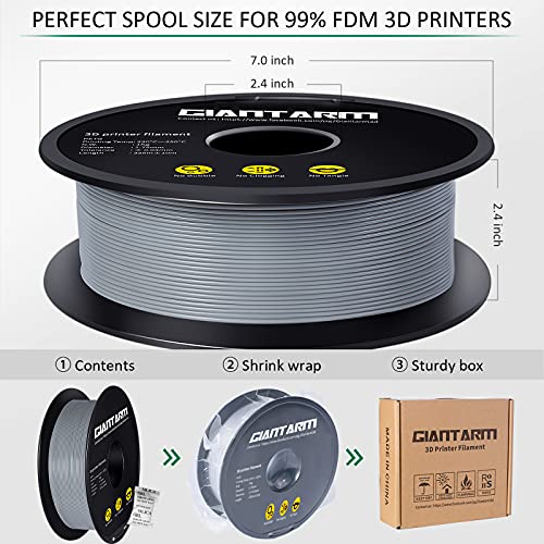 Image of PETG Filament,3D Printer Filament,GIANTARM PETG Filament 1.75mm,Dimensional Accuracy + /- 0.02mm, 1kg,Grey