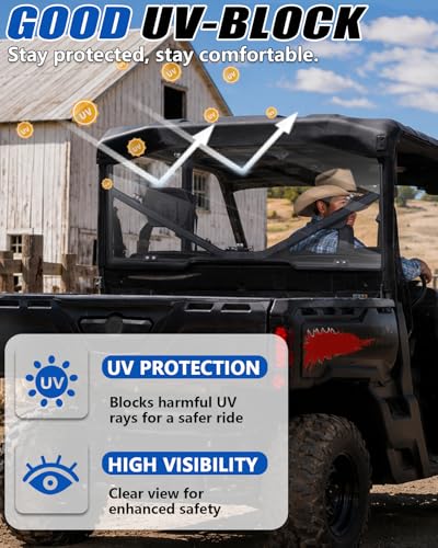 Image of StarknightMT Rear Windshield Full Back Window Compatible with Can-Am Defender 2016-2026 HD5 HD8 HD10 Max, UV-Proof Polycarbonate Rear Window Windscreen (Clear)