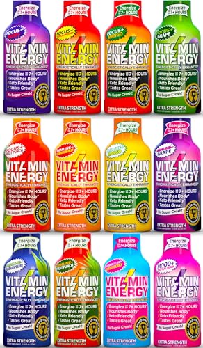 Image of Vitamin Energy Extra Strength Energy Shot Variety Pack 24 Pack, 260mg Natural Caffeine, B-Vitamins, Vitamin D, NALT, Rhodiola, Mood, Focus, Immunity & Strength Support, Zero Sugar, Vegan, 1.93 fl oz