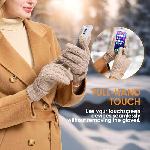 Image of Winter Gloves for Women, Womens Gloves Cold Weather Thermal Warm Fleece Lined, Touchscreen Gloves for Christmas Gifts
