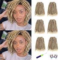WIGNEE Hook-Hair 120 Strähnen Faux Locs 20 cm, weiche, vorgezwirnte Locs, 6 Packungen vorgezwirntes Hook-Hair für schwarze Frauen (20 cm, 27/613)