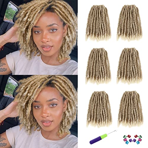 WIGNEE Hook-Hair 120 Strähnen Faux Locs 20 cm, weiche, vorgezwirnte Locs, 6 Packungen vorgezwirntes Hook-Hair für schwarze Frauen (20 cm, 27/613)