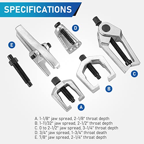 Atpeam 5Pcs Ball Joint Separator Pitman Arm Puller | Tie Rod End Tool Set For Front End Service, Splitter Removal Kit #TOP2
