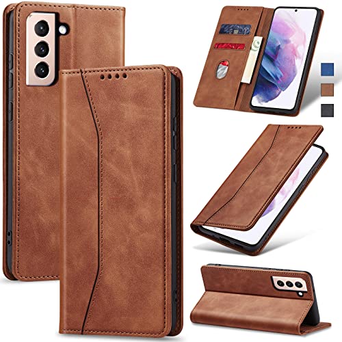 Image of Jasonyu Flip Wallet Case for Samsung Galaxy S21 Plus /S21+ 5G,Brown