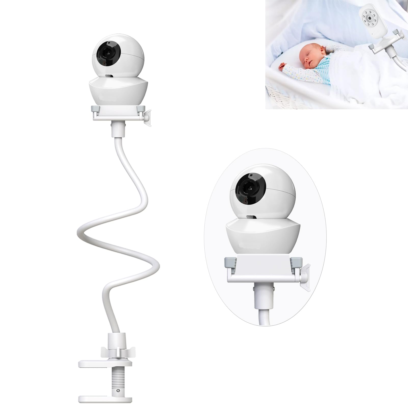 EYSAFT Baby Monitor Holder for Babysense MaxView 2CAM,HDS2-1CAM,MaxView 1CAM Baby Monitor, White, 33 inch for Babysense
