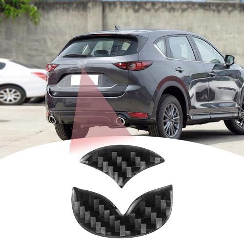 Image of Compatible with Car Rear Tailgate Emblem Logo Trim Accessories Carbon Fiber Emblem Badge Decal Cover Sticker for Mazda CX-5,Black