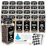 Boic Gewürzgläser Eckig Set 24er, Gewürzdosen Glas 120ml, Gewürzstreuer Mit Schwarz Deckel...