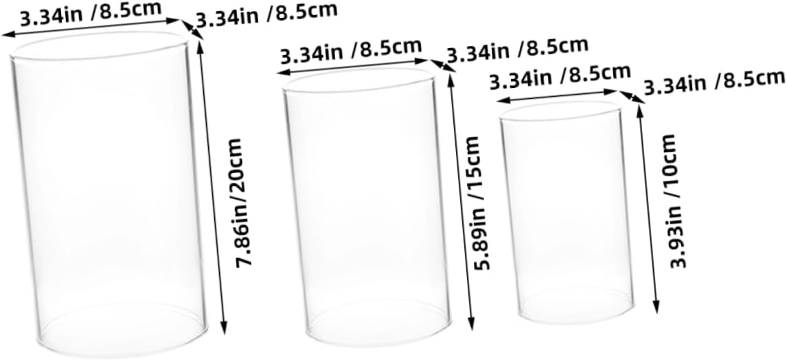 Ciieeo 3pcs Glass Taper Candle Holder Tube Shade Candle Holder Sleeve Glass Covers Decorative Shades Windproof for Home Decor