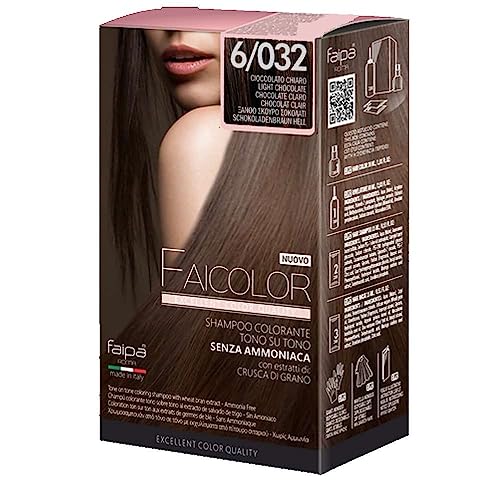 Faipa Faicolor Shampoo Colorante Tono Su Tono Senza Ammoniaca 6032 Cioccolato Chiaro