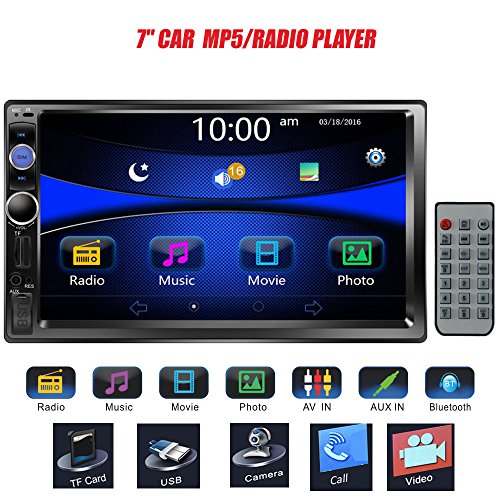 Regetek 7" Double DIN Touchscreen in Dash Bluetooth Car Stereo Mp3 Audio 1080P