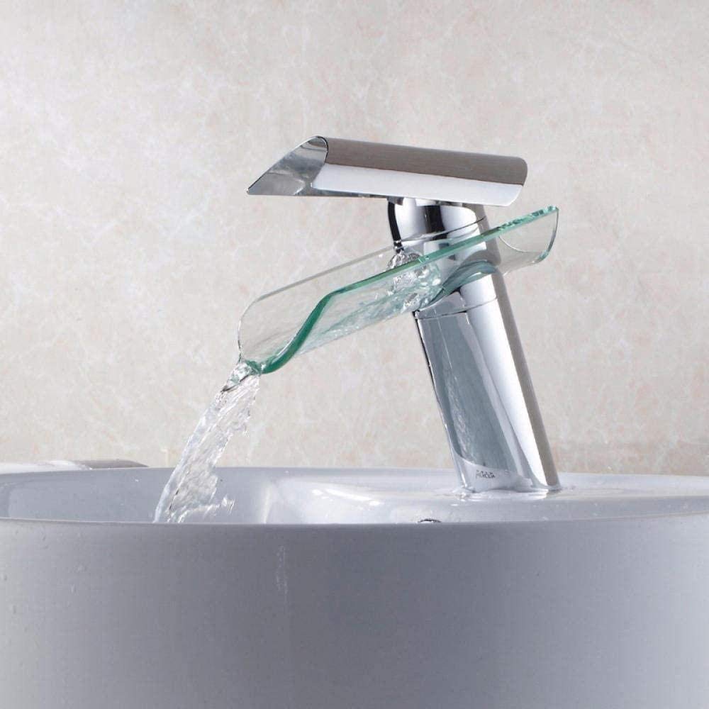 Robinet mélangeur eau de bassin mitigeur de salle de bain avec cascade en verre
