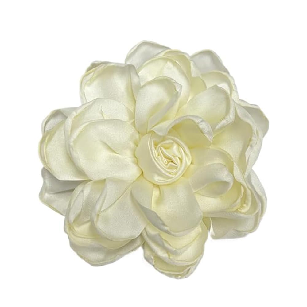 Broche Fleur Extra Large Camélia Avec Cristaux - Accessoire élégant Pour Robe, Veste, Chapeau - Idéale Mariage, Fête, Cérémonie