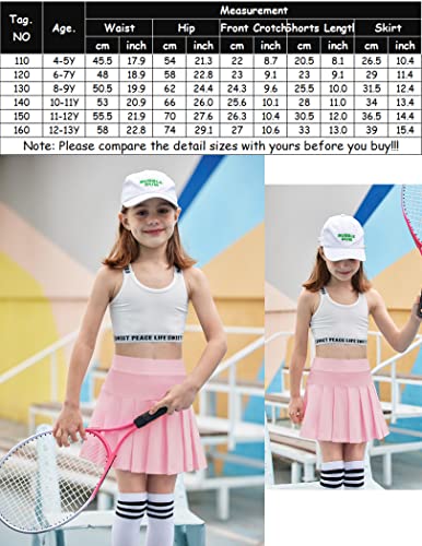 Image of Arshiner Girl's Tennis Skirts with Shorts Athletic Pleated Skirt Workout Performance Skorts with Pockets for Kids 4-13Y