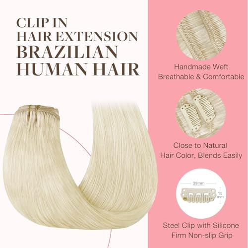 Image of GOO GOO Clip in Hair Extensions Real Human Hair Blonde Remy Extensions