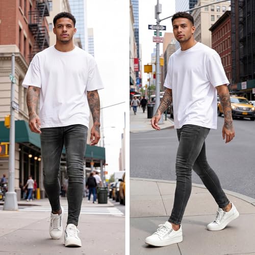Image of GINGTTO Skinny Jeans Men Slim Fit Stretch Tapered Leg