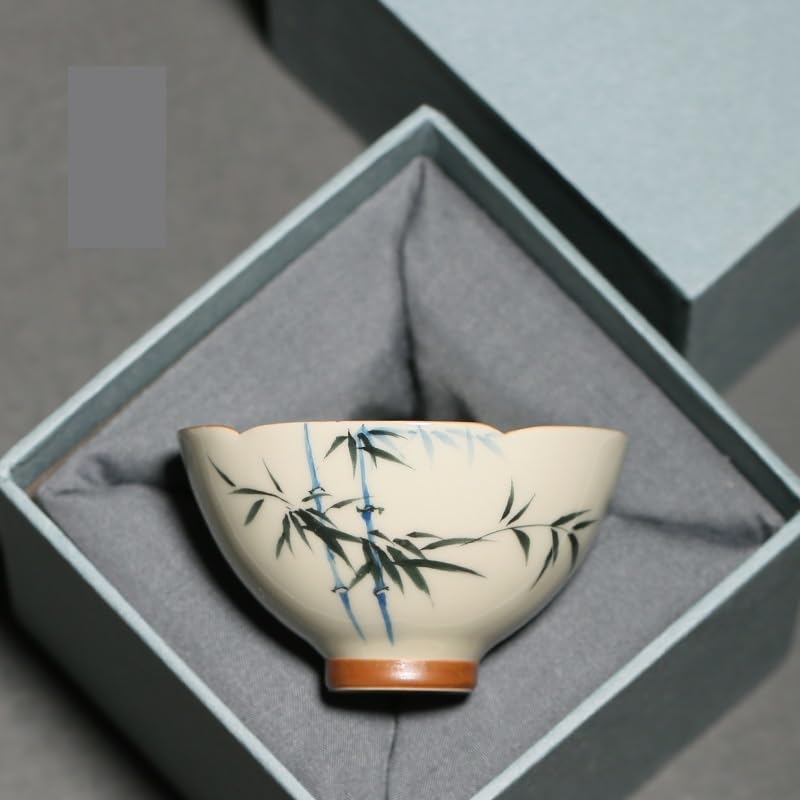 Kaffee-Becher für Restaurant Reise Teetasse mit handgemalten Blütenblättern Master Cup Unterglasur Chinesische Teetasse Zuhause Einzelbecher für Männer Kaffee-Becher für Heiß/Kalte Getränke(B)