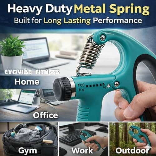 Image of D Shape Adjustable Hand Gripper 10-100KG with Digital Counter, Professional Grip Strengthener for Forearm, Wrist & Hand Workout, Heavy Duty Spring Trainer for Men & Women