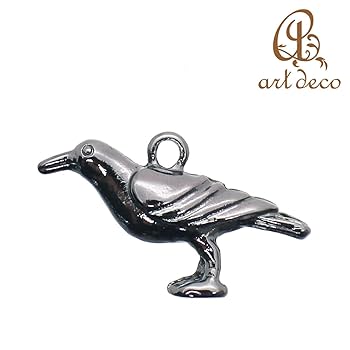 Amazon.co.jp: チャーム キーホルダー 鳥 カラス 15mm×26mm 10個