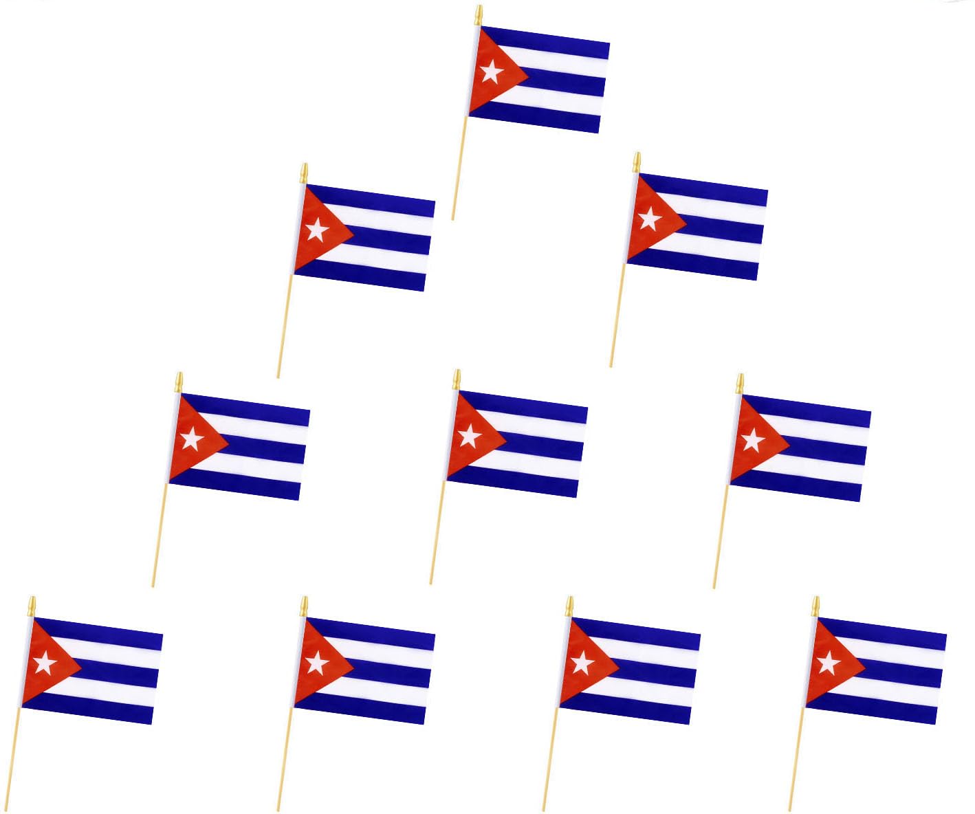 10 Pack Cuba Flags - Handheld Flag- 5x8 in, Cubans Mini Flag. Suitable For Party Decorations, Store Displays, Bar Decorations And National Day Parades. (Cuba)