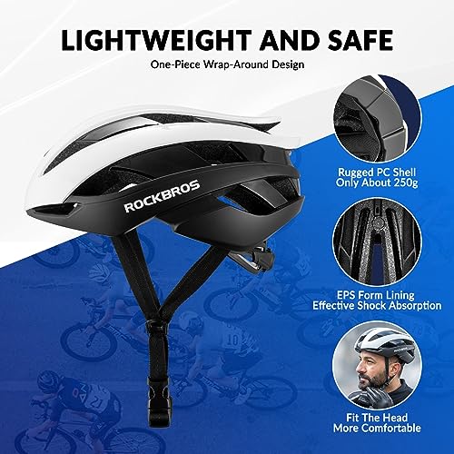 ROCKBROS Bicycle Helmet Road Bike Helmet Lightweight Cycling Helmet M/L 55-61 cm Adjustable All-Round Helmet Ventilation 4 Colours for Adults Women and Men - Image 3