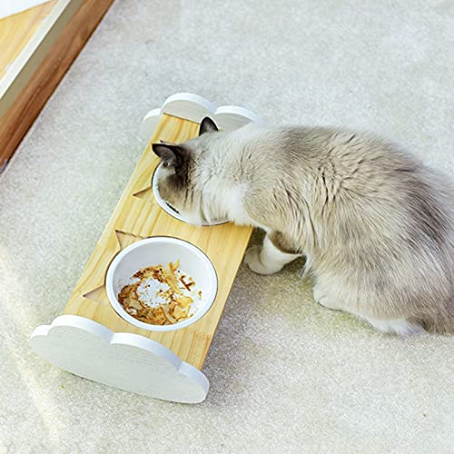 RTHGTFGW Comedero Perro Tazón doméstico for Mascotas con Estante de Madera Maciza, Boca Oblicua de Alto Precio for Proteger la Columna Cervical, Adecuada for Gatos y Perros (Size : Medium)