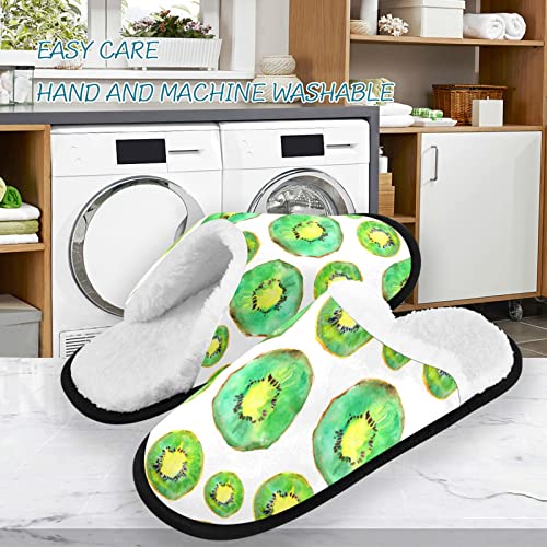 visesunny Kiwi Fruit Watercolor Cozy Fuzzy Mens Womens Memory Foam House Slippers Plush Fleece Indoor Outdoor Slipper3