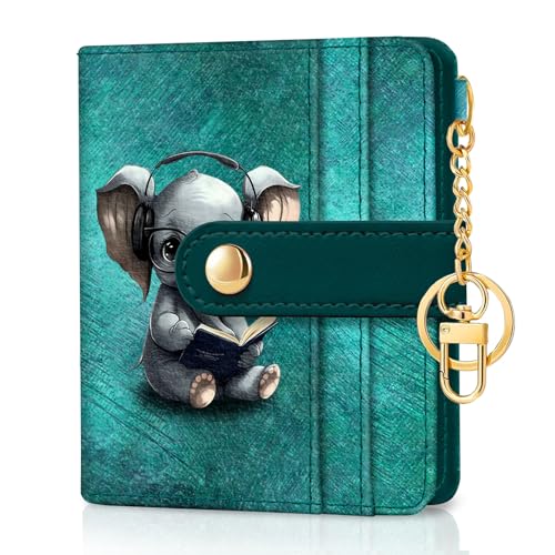 Image of Jogjam Rfid Women Wallet, Small Slim Thin Credit Card Wallet, PU Leather Bifold Cash Wallet, Zipper Coin Pocket & ID Window, Female Ladies Teen Girls Girly Gifts, Elephant, Modern
