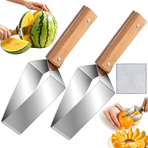 2 Pcs Coupe Pastèque En Acier Inoxydable, Coupe Pasteque Et Melon, Coupe Tranche Pastèque Triangle, Couteau Pasteque, Trancheur Pastèque en Acier Inoxydable...